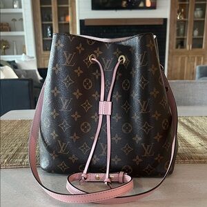 Louis Vuitton Brown and Pink Monogram Shoulder Bag